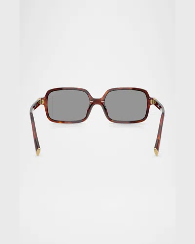 Miu Miu Logo Acetate Rectangle Sunglasses In Brown