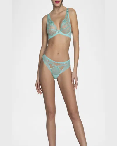 Lise Charmel Princess Iris Embroidered Tulle Italian Briefs In Green
