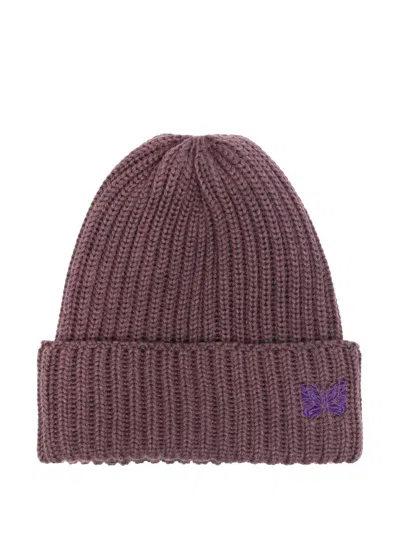 Needles Logo-embroidered Beanie In Purple