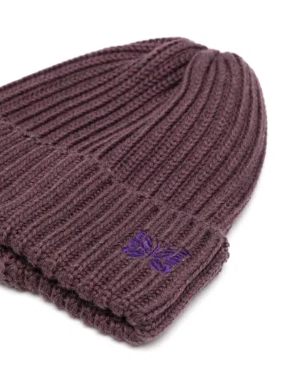 Needles Logo-embroidered Beanie In Purple