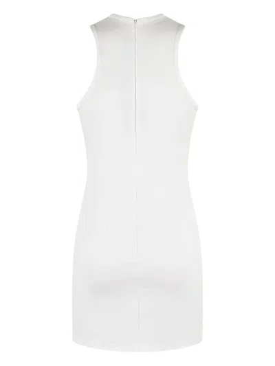 David Koma Speckled Rhinestone Embr Mini Jersey In White