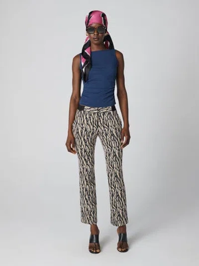 Diane Von Furstenberg Calliope Pants In Tiny Shadow Twigs Warm Sand