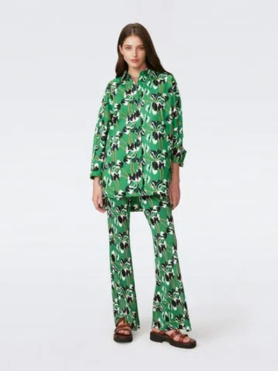 Diane Von Furstenberg Caleb Blouse In Improv Iris Green
