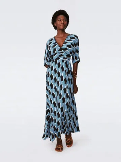 Diane Von Furstenberg Eloise Maxi Dress In Bird Weave Balanchine Blue