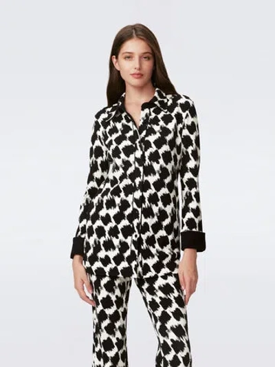 Diane Von Furstenberg Abstract-print Shirt In Black