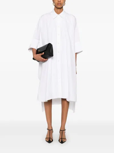 Joseph Dania Midi Dress With Button Placket And Side Slits In White