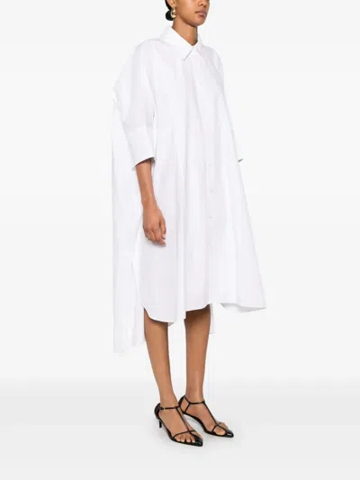 Joseph Dania Midi Dress With Button Placket And Side Slits In White