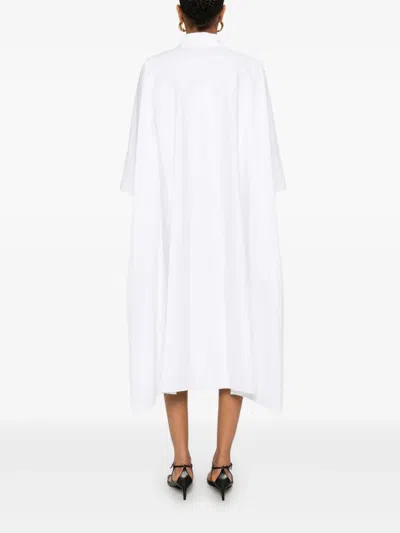 Joseph Dania Midi Dress With Button Placket And Side Slits In White