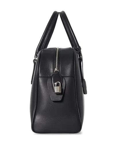 The Row India Medium Leather Tote Bag In Black