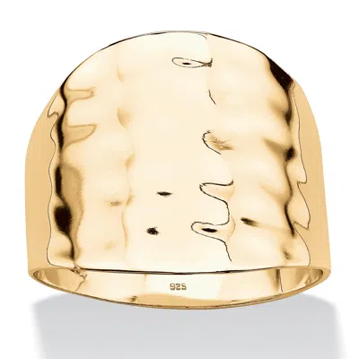 Palm Beach Jewelry Gold-plated Sterling Silver Hammered-style Cigar Band In Yellow
