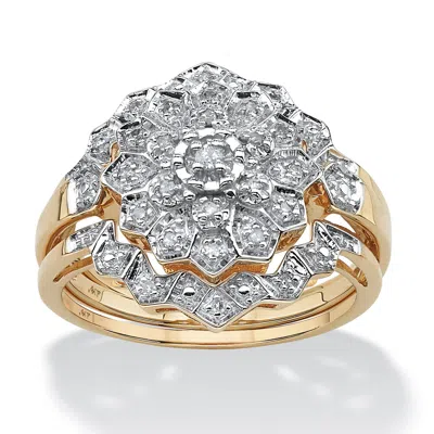 Palm Beach Jewelry 1/7 Tcw Pave Diamond 3-piece Bridal Set In Solid 10k Gold In White