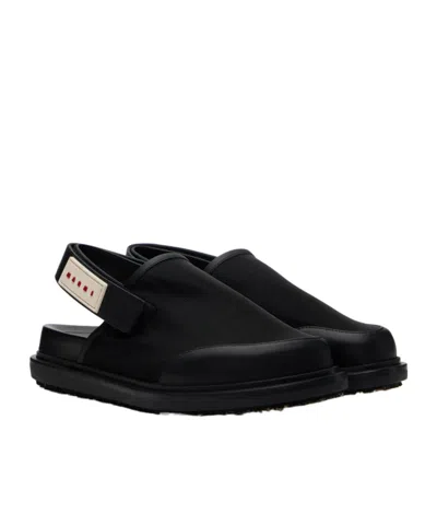 Marni Black Back Strap Mules In Black