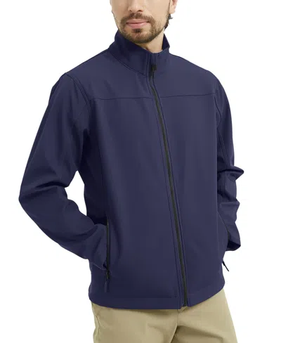 Hawke & Co. Men's Mountain Stretch Soft Shell Collar Jacket In Blue