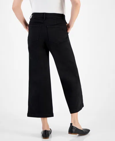 Style & Co Petite Mid-rise Wide-leg Cargo Pants, Exclusively At Macy's In Deep Black