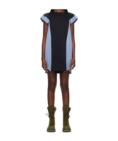 Sacai Women's Poplin Cotton Jersey Dress In Black