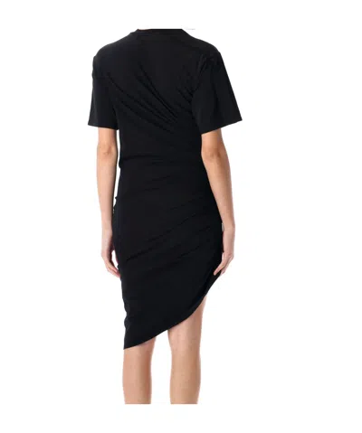 Mugler Draped Cotton Blend Jersey Mini Dress In Black