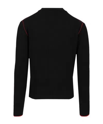 Vivienne Westwood Black V Neck Cardigan With Orb Embroidery In Cotton And Cashmere In Black