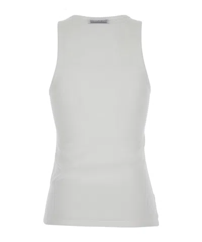 Low Classic 'laid Back' White Sleeveless Top With Round Neck And Print On The Front In White