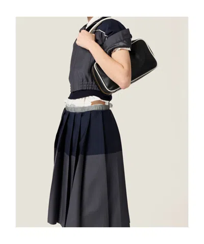 Miu Miu Mohair-wool Pleated Midi Skirt In Black