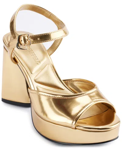 Karl Lagerfeld Women's Hallet Platform Ankle Strap Dress Sandals In Gold