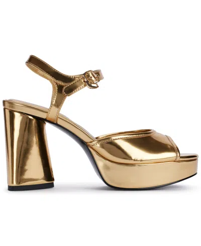 Karl Lagerfeld Women's Hallet Platform Ankle Strap Dress Sandals In Gold