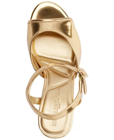 Karl Lagerfeld Women's Hallet Platform Ankle Strap Dress Sandals In Gold