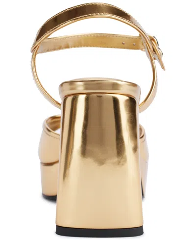 Karl Lagerfeld Women's Hallet Platform Ankle Strap Dress Sandals In Gold