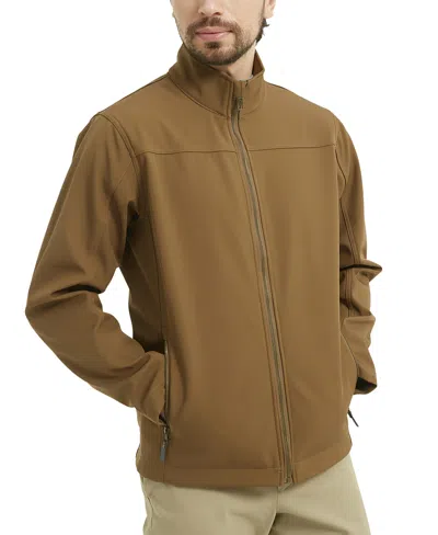 Hawke & Co. Men's Mountain Stretch Soft Shell Collar Jacket In Brown