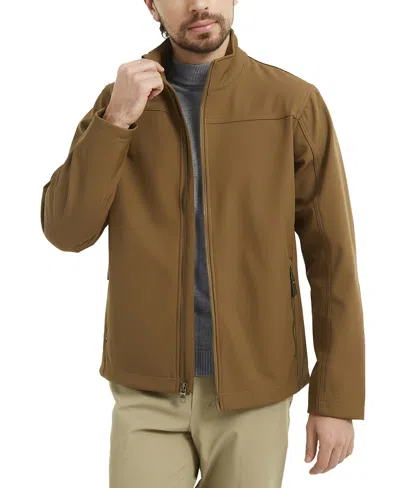 Hawke & Co. Men's Mountain Stretch Soft Shell Collar Jacket In Brown