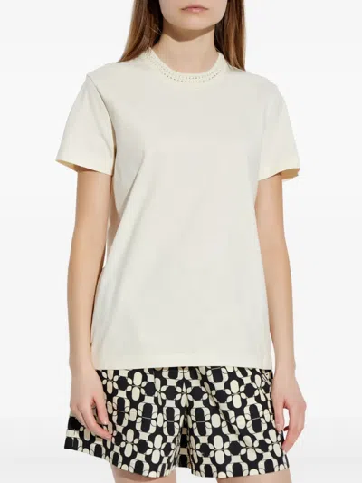 Moncler Crochet-detail Cotton T-shirt In Animal Print