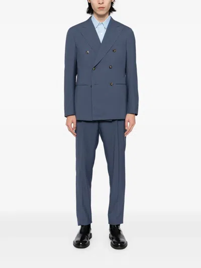 Caruso Double-breasted Suit In Blue