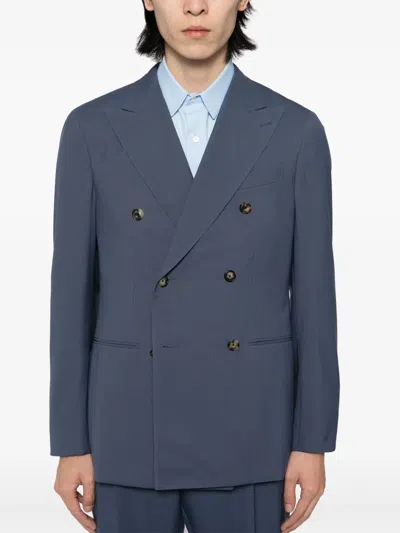 Caruso Double-breasted Suit In Blue