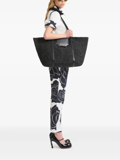Marni Trunkaroo Tote In Black Raffia In Black