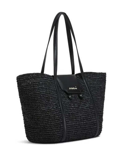 Marni Trunkaroo Tote In Black Raffia In Black
