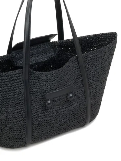 Marni Trunkaroo Tote In Black Raffia In Black