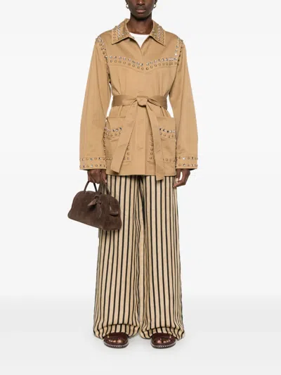 P.a.r.o.s.h Stud-embellished Jacket In Brown