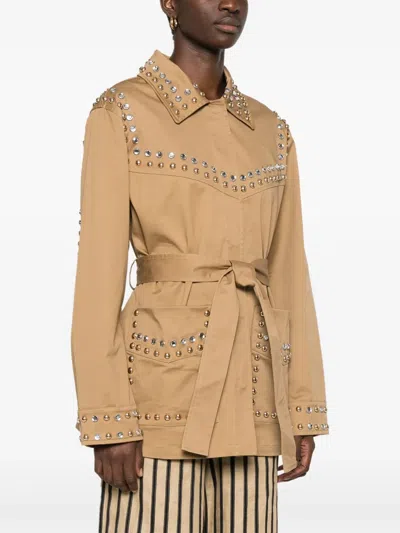 P.a.r.o.s.h Stud-embellished Jacket In Brown