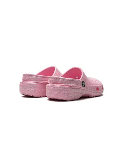 Crocs Girls Pink Comb Kids Classic Lined Glitter-embellished Rubber Clogs 6-9 Years