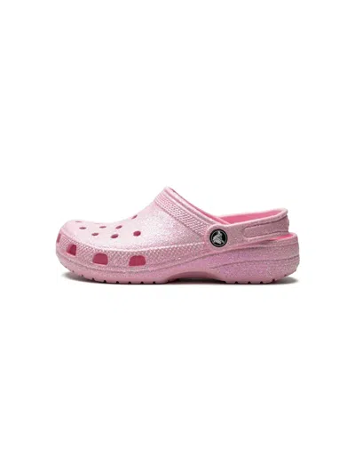 Crocs Girls Pink Comb Kids Classic Lined Glitter-embellished Rubber Clogs 6-9 Years