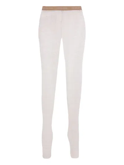 Valentino Garavani Ivory Lace Tights In Animal Print