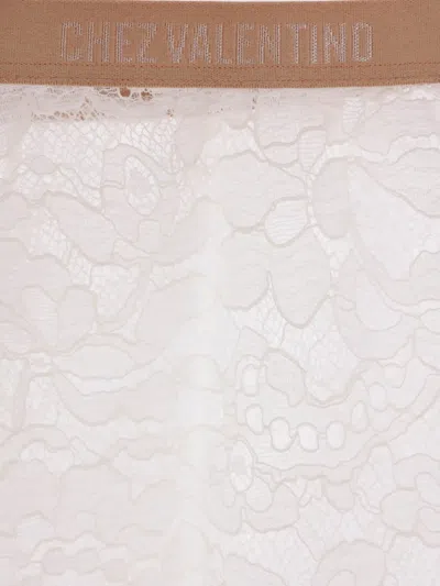 Valentino Garavani Ivory Lace Tights In Animal Print