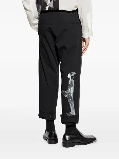 Yohji Yamamoto Black Printed Trousers