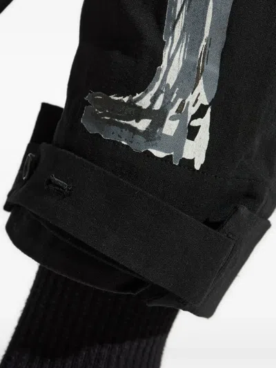 Yohji Yamamoto Black Printed Trousers
