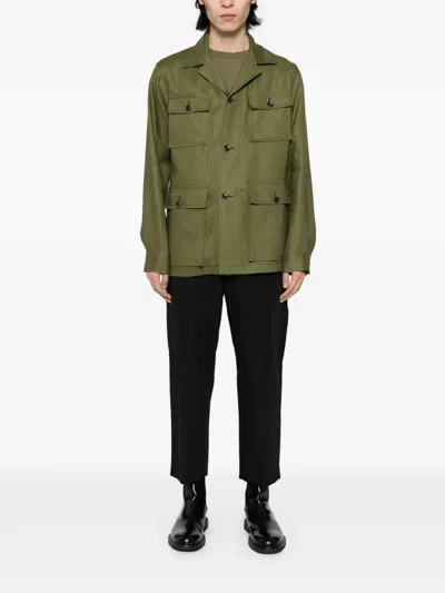 Tagliatore Hemdjacke Aus Leinen In Grün