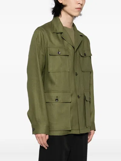 Tagliatore Hemdjacke Aus Leinen In Grün