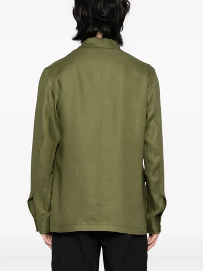 Tagliatore Hemdjacke Aus Leinen In Grün