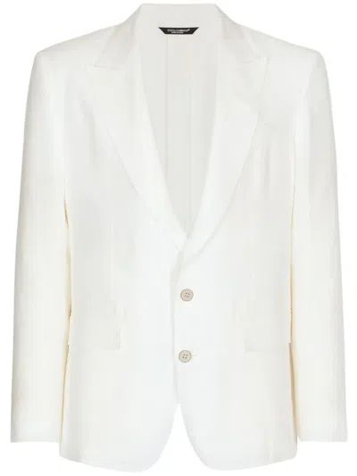 Dolce & Gabbana Linen Single-breasted Blazer In White