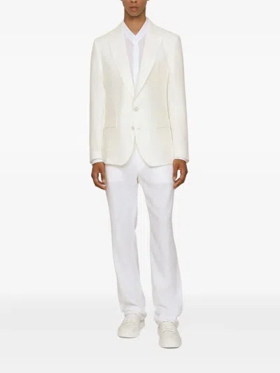 Dolce & Gabbana Linen Single-breasted Blazer In White