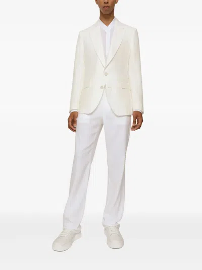 Dolce & Gabbana Linen Single-breasted Blazer In White