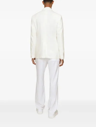 Dolce & Gabbana Linen Single-breasted Blazer In White